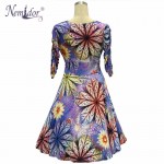 Nemidor 2018 New Arrival Women Elegant Half Sleeve Vintage A-line Dress Sexy V-neck Patchwork Plus Size Party Midi Dress