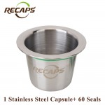 Nespresso Capsules  (1 pod +60 seals) Refillable Stainless Steel Refilling Reusable Coffee capsulas compatible nespresso capsule