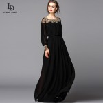 New 2015 Black Dress Sexy Fashion Women Luxury Beading Diamonds Floor Length Maxi Long Party Dresses