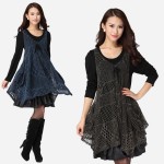 New 2016 Autumn winter dress two pcs set Women loose elegant Dress twinset mesh modal dresses casual vestidos plus size 3XL4XL