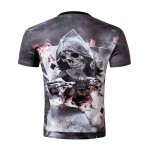 New 2016 Summer 3d Men short sleeve t-shirt men Skull Burning Print BLINDING Newest Design Casual Style Cool Men's 3d tee shirt