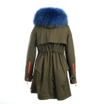 New 2016 Winter Jacket Women's Parkas Army Green Large Real Raccoon Color Fur Collar Hooded Coat Woman Outwear Top Quality