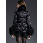 New 2016 Winter Luxury Nature Sheep Fur Women Parka Short Duck Down Thick Jacket Female Coats High Quality Silvery Black Color