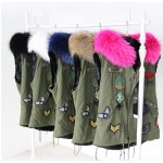 New 2016 Women Winter Parka Bigger Fur Collar Vest Women Jacket Thick Faux Fur Ladies Coats Women Basic Coats Army Green #F001