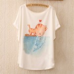 New 2017 Hot Retro Cool Punk T-shirt Women Top Fashion Tee The lovely panda print Batwing Sleeve T shirt women tops