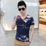 New 2017 Mens Short Sleeve T Shirts Abstract Style Print Casual Slim Fit Cotton T-Shirts Tees Top Quality Plus Size:S-5XL T312
