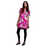 New 2017 Summer Fashion Designer Brand Dress Women's flowers Print XXL Short Sleeves Stretch Jersey Silk Day Dress