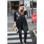 New 300 pounds of large size women wear winter Korean style long thin baseball uniform jacket 269