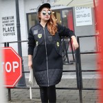 New 300 pounds of large size women wear winter Korean style long thin baseball uniform jacket 269