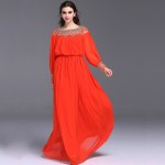 New Arrival 2018 Spring Summer Women's O Neck Long Sleeves Beaded Patchwork Elegant A Line Runway Dresses 3 Colors Plus Sizes