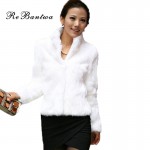 New Arrival Black&White High Quality Fashion Lady Faux Fur Artificial Fur Coat  Elegant Women Full Sleeve Mandarin Collar Coat