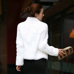 New Arrival Black&White High Quality Fashion Lady Faux Fur Artificial Fur Coat  Elegant Women Full Sleeve Mandarin Collar Coat