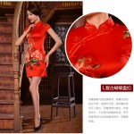 New Arrival Fashion Chinese Style Dress Women's Silk Mini Cheongsam Elegant Slim Qipao Clothing Size S M L XL XXL F061704