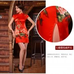 New Arrival Fashion Chinese Style Dress Women's Silk Mini Cheongsam Elegant Slim Qipao Clothing Size S M L XL XXL F061704