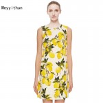 New Arrival Lemons Printed  Jacquard Sleeveless  Dress  160409LU01