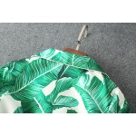 New Arrival Runway Amazing Green Banana Leaves Printed Loose Long Dress Maxi Dress  161008ZX01