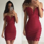 New Arrival Summer Women Off Shoulder Lace Sexy Bodycon Strappy V Neck Evening Party Dress  Vestidos sexy