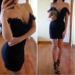 New Arrival Summer Women Off Shoulder Lace Sexy Bodycon Strappy V Neck Evening Party Dress  Vestidos sexy