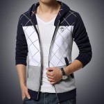 New Arrive 2017 Men Casual Hoodies Spring Brand Fashion Slim Fit Zipper Men Sweatershirt Plaid Patchwork Clothing