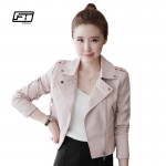 New Autumn Winter Women Leather Jackets Soft Pu Pink Leather Coats Short Design Slim Cute Faux Leather Motorcycle Outwear