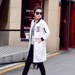 New Autumn Women Long Trench Coats Plus Size Print Letter Emboridery Windbreaker Street Fashion Baseball Casual Outwear