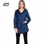 New Autumn Women Trench Coat Medium Long Elegant Hooded Outwear Slim Waist Dot Print Trench OL Outwear Causal Windbreaker