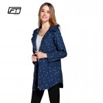 New Autumn Women Trench Coat Medium Long Elegant Hooded Outwear Slim Waist Dot Print Trench OL Outwear Causal Windbreaker