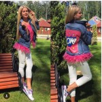 New Brand Sexy Feathers Patchwork Cartoon Letter Denim Jacket Russian Women Short Jacket