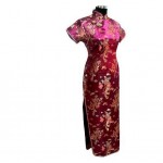 New Burgundy Chinese Women's Traditional Long Dress Silk Satin Qipao Cheongsam Top Size S M L XL XXL XXXL 4XL 5XL 6XL J3092