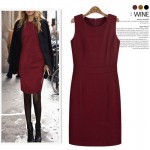 New European Style wool vestidos inverno 2018 plus size sleeveless casual robe femme women midi autumn winter dress C241