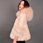 New Fashion 2016 Winter Women Short Jacket Duck Down Luxury Nature Fur Parkas Ostrich Feather Hooded Feminine Outerwear Overcoat