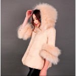 New Fashion 2016 Winter Women Short Jacket Duck Down Luxury Nature Fur Parkas Ostrich Feather Hooded Feminine Outerwear Overcoat