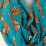 New Fashion Fox Infinity Scarf Animal Scarf Small Fox Scarves in Beige Grey Loop Scarf Fox in Tan Shawls