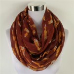 New Fashion Fox Infinity Scarf Animal Scarf Small Fox Scarves in Beige Grey Loop Scarf Fox in Tan Shawls