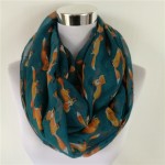 New Fashion Fox Infinity Scarf Animal Scarf Small Fox Scarves in Beige Grey Loop Scarf Fox in Tan Shawls