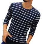 New Fashion Men's Striped T-Shirt Casual Slim Fit Long Sleeve T Shirt Men Cotton Undershirt Top Tees Brand Clothes Plus Size 5XL