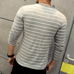 New Fashion Men's Striped T-Shirt Casual Slim Fit Long Sleeve T Shirt Men Cotton Undershirt Top Tees Brand Clothes Plus Size 5XL