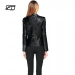 New Fashion Spring Autumn Women Faux Soft Leather Jacket Pu Black Wine Red Zippers Pachwork Long Sleeve Motorcycle Biker Coat