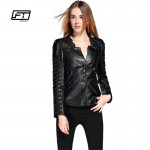 New Fashion Spring Autumn Women Faux Soft Leather Jacket Pu Black Wine Red Zippers Pachwork Long Sleeve Motorcycle Biker Coat