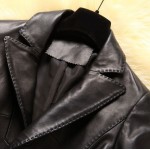 New Fashion Spring Women Brand Sheepskin Genuine Leather Jackets Black Long Sleeve Single Button Motorcycle Jacket Coat Hot