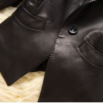 New Fashion Spring Women Brand Sheepskin Genuine Leather Jackets Black Long Sleeve Single Button Motorcycle Jacket Coat Hot