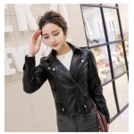 New Fashion Women Faux Soft Leather Jackets Autumn Winter Pu Black Blazer Zippers Coat Motorcycle Outerwear