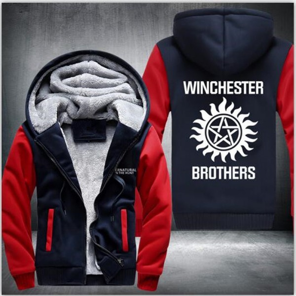 New Fashion winter Zip Hoody Saving People black Things Hooded Jacket Thick Coat hoodie men Winchester Brothers fleece clothes