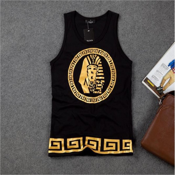 New Golden Akhnaton Pharaoh Printed Vest Hot Stamping O-neck Hip Hop Men's Tank Tops Men's Sleeveless Tanks Singlet