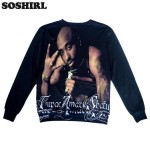 New Harajuku Tupac 2pac 3D Sweatshirt Long Sleeve Music Rapper Shakur Print Sweatshirt Top Streetwear Plus Size Clothing