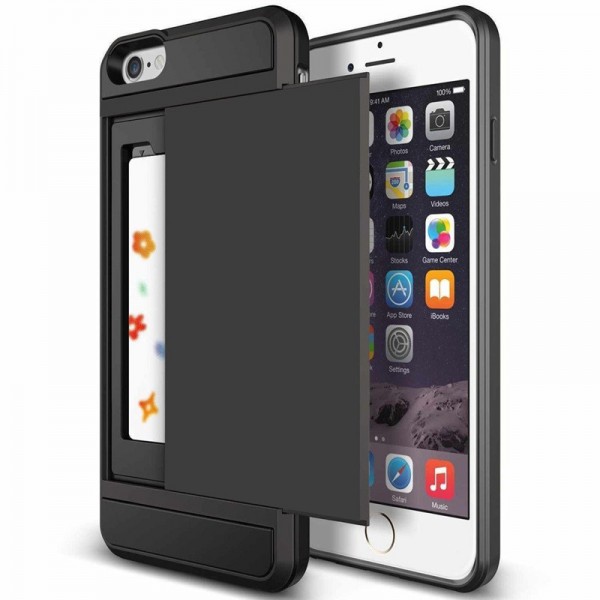 New Hybrid Tough Capa Case For Apple iphone 5 5S SE / 6 6S 7 Plus Slider Card Holder Wallet Armor Phone Back Cover for iphone 7