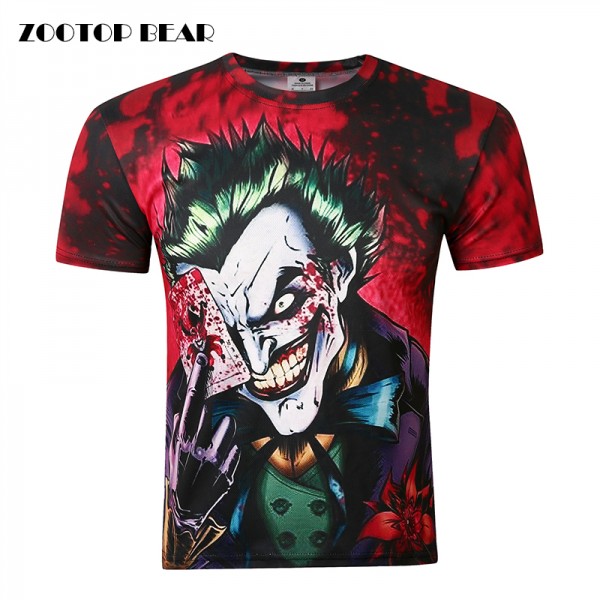 New Joker Poker 3D Funny Print T Shirt Men Fashion Top Summer T-shirts Quick Dry Male Tee Quality Camisetas Homme ZOOTOP BEAR