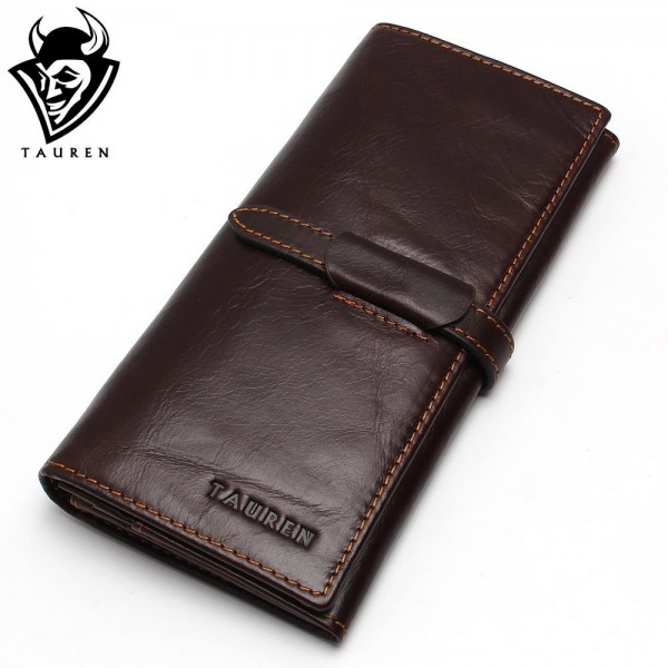 New Luxury Brand 100% Top Genuine Cowhide Leather High Quality Men Long Wallet Coin Purse Vintage Designer Male Carteira Wallets