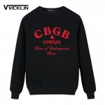 New Mens Fleece Hoodies Sweatshirt CBGB OMFUG Printed Home of Underground Ramones Cotton O-Neck Plus Size