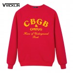 New Mens Fleece Hoodies Sweatshirt CBGB OMFUG Printed Home of Underground Ramones Cotton O-Neck Plus Size